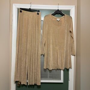 EXPO Slinky Knit Stretch Tunic Pant Set Sz Large